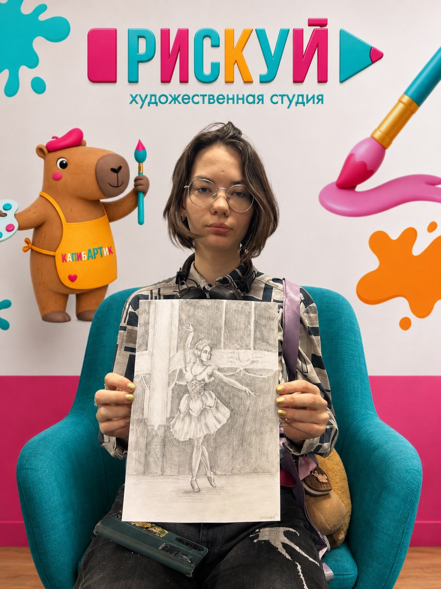 Старшая ученица с академическим рисунком